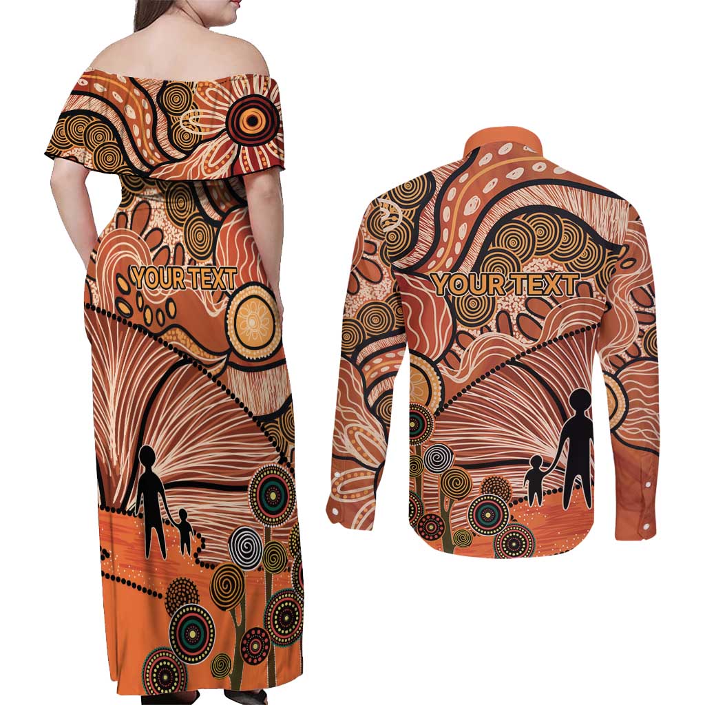 Aboriginal and Torres Strait Islander Children's Day Personalised Couples Matching Off Shoulder Maxi Dress and Long Sleeve Button Shirt The Next Generation Strong in Culture