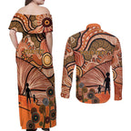 Aboriginal and Torres Strait Islander Children's Day Personalised Couples Matching Off Shoulder Maxi Dress and Long Sleeve Button Shirt The Next Generation Strong in Culture
