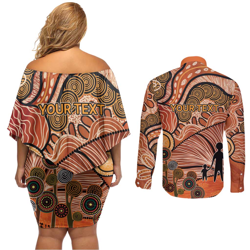 Aboriginal and Torres Strait Islander Children's Day Personalised Couples Matching Off Shoulder Short Dress and Long Sleeve Button Shirt The Next Generation Strong in Culture