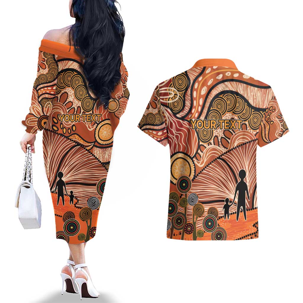 Aboriginal and Torres Strait Islander Children's Day Personalised Couples Matching Off The Shoulder Long Sleeve Dress and Hawaiian Shirt The Next Generation Strong in Culture