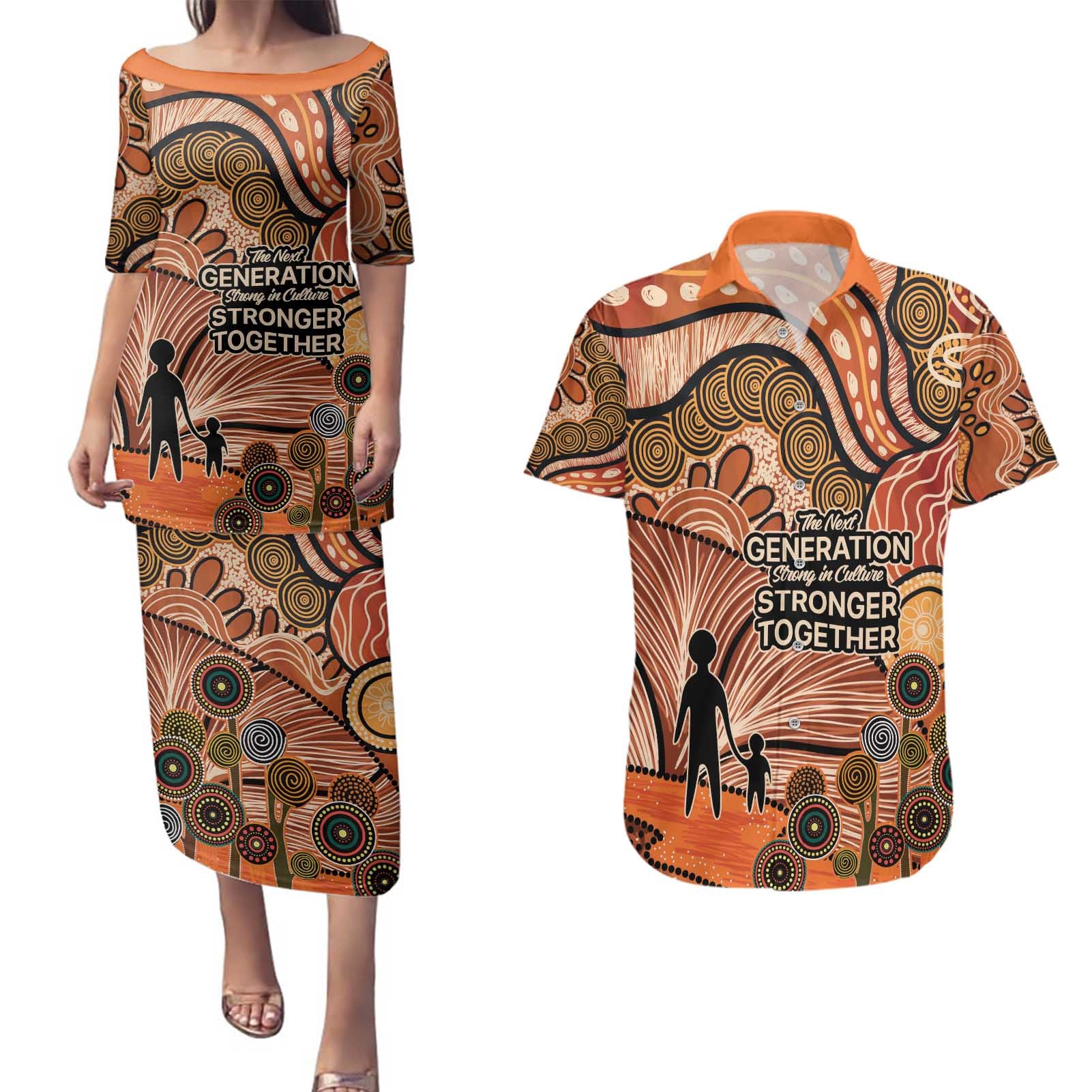 Aboriginal and Torres Strait Islander Children's Day Personalised Couples Matching Puletasi and Hawaiian Shirt The Next Generation Strong in Culture