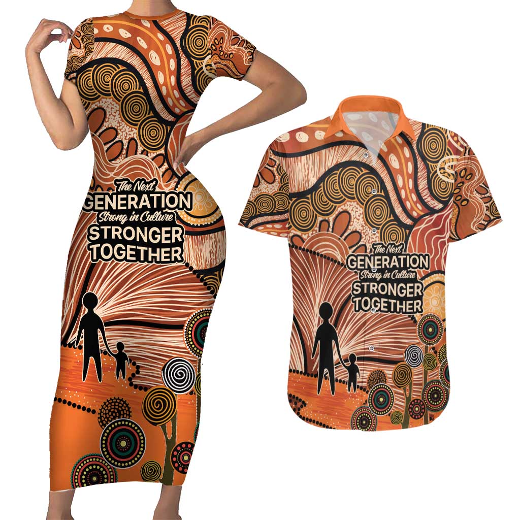 Aboriginal and Torres Strait Islander Children's Day Personalised Couples Matching Short Sleeve Bodycon Dress and Hawaiian Shirt The Next Generation Strong in Culture
