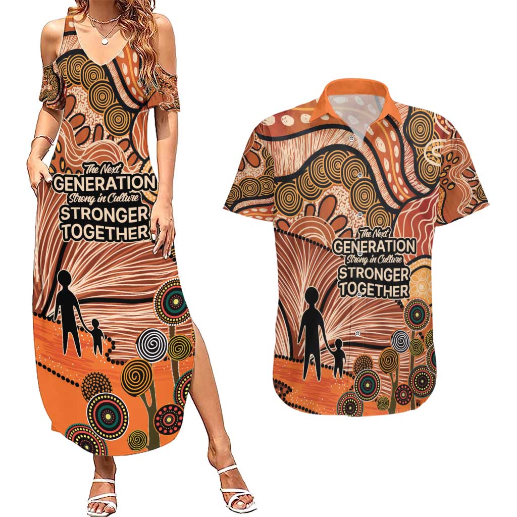Aboriginal and Torres Strait Islander Children's Day Personalised Couples Matching Summer Maxi Dress and Hawaiian Shirt The Next Generation Strong in Culture