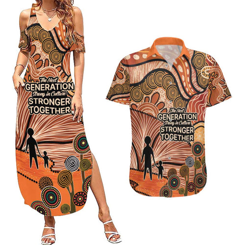 Aboriginal and Torres Strait Islander Children's Day Personalised Couples Matching Summer Maxi Dress and Hawaiian Shirt The Next Generation Strong in Culture