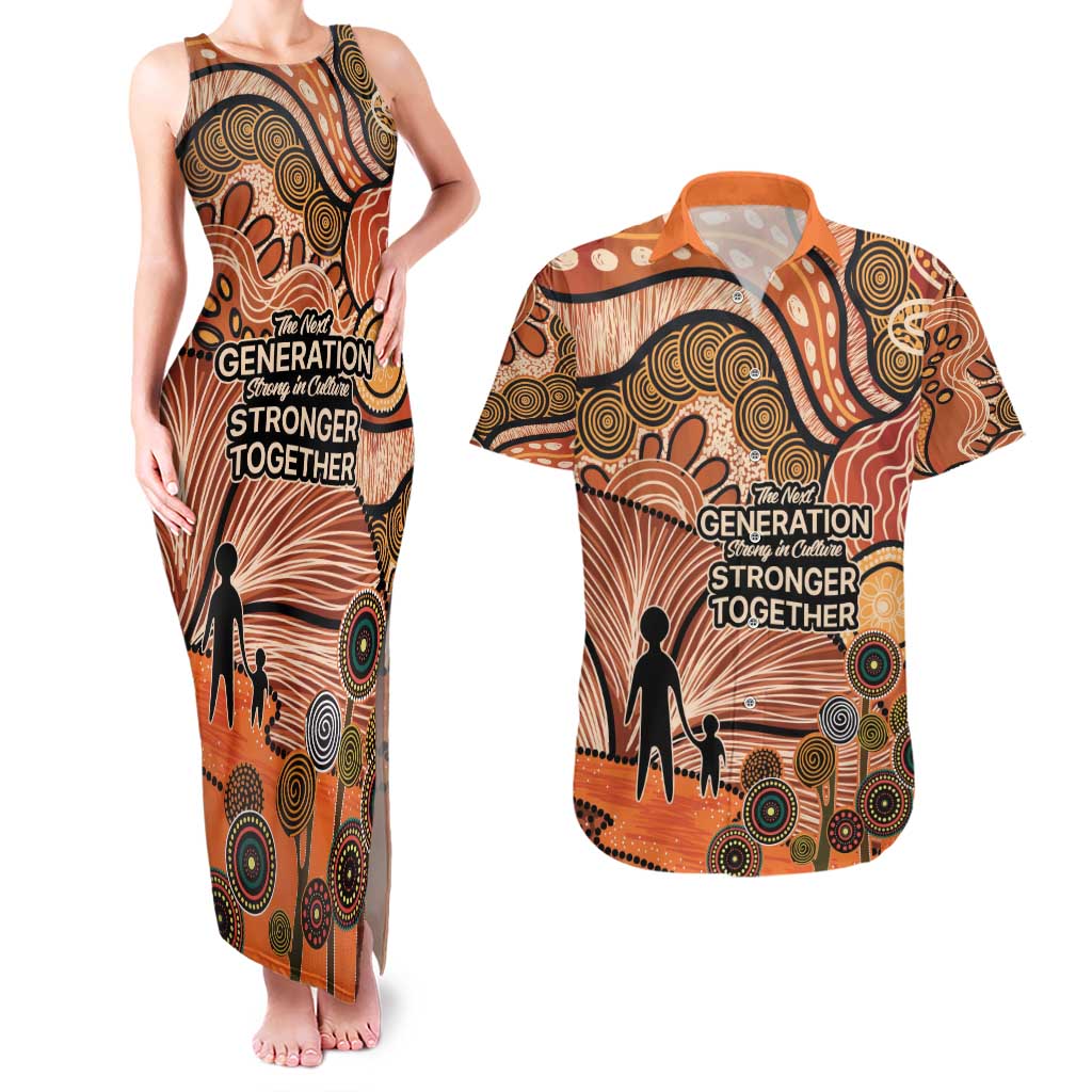 Aboriginal and Torres Strait Islander Children's Day Personalised Couples Matching Tank Maxi Dress and Hawaiian Shirt The Next Generation Strong in Culture