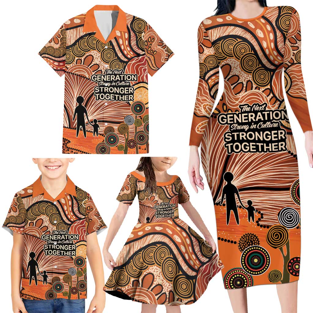 Aboriginal and Torres Strait Islander Children's Day Personalised Family Matching Long Sleeve Bodycon Dress and Hawaiian Shirt The Next Generation Strong in Culture
