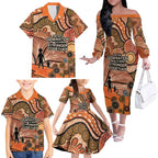 Aboriginal and Torres Strait Islander Children's Day Personalised Family Matching Off The Shoulder Long Sleeve Dress and Hawaiian Shirt The Next Generation Strong in Culture