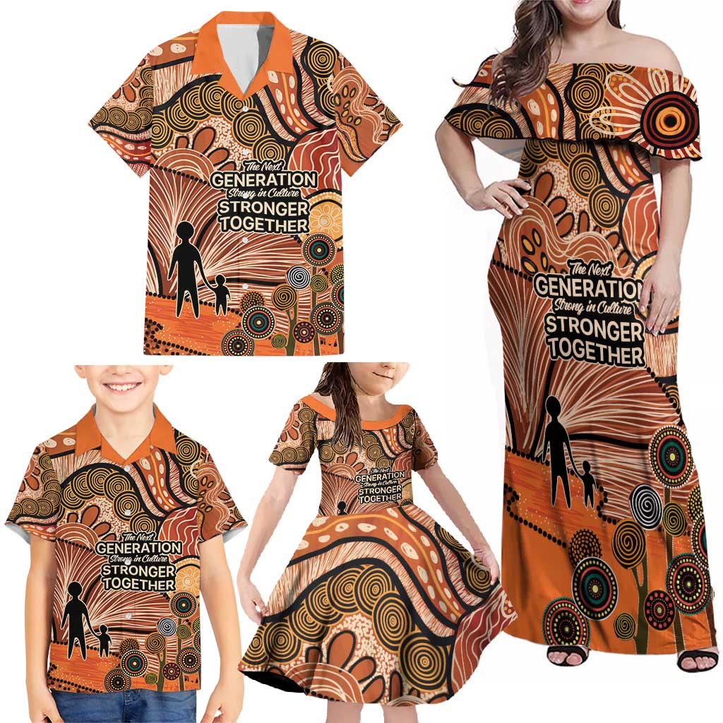 Aboriginal and Torres Strait Islander Children's Day Personalised Family Matching Off Shoulder Maxi Dress and Hawaiian Shirt The Next Generation Strong in Culture