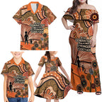 Aboriginal and Torres Strait Islander Children's Day Personalised Family Matching Off Shoulder Maxi Dress and Hawaiian Shirt The Next Generation Strong in Culture