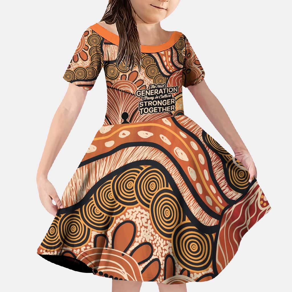 Aboriginal and Torres Strait Islander Children's Day Personalised Family Matching Off Shoulder Maxi Dress and Hawaiian Shirt The Next Generation Strong in Culture