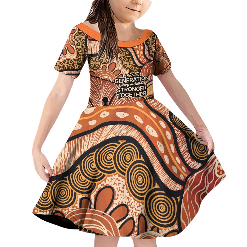 Aboriginal and Torres Strait Islander Children's Day Personalised Family Matching Off Shoulder Short Dress and Hawaiian Shirt The Next Generation Strong in Culture
