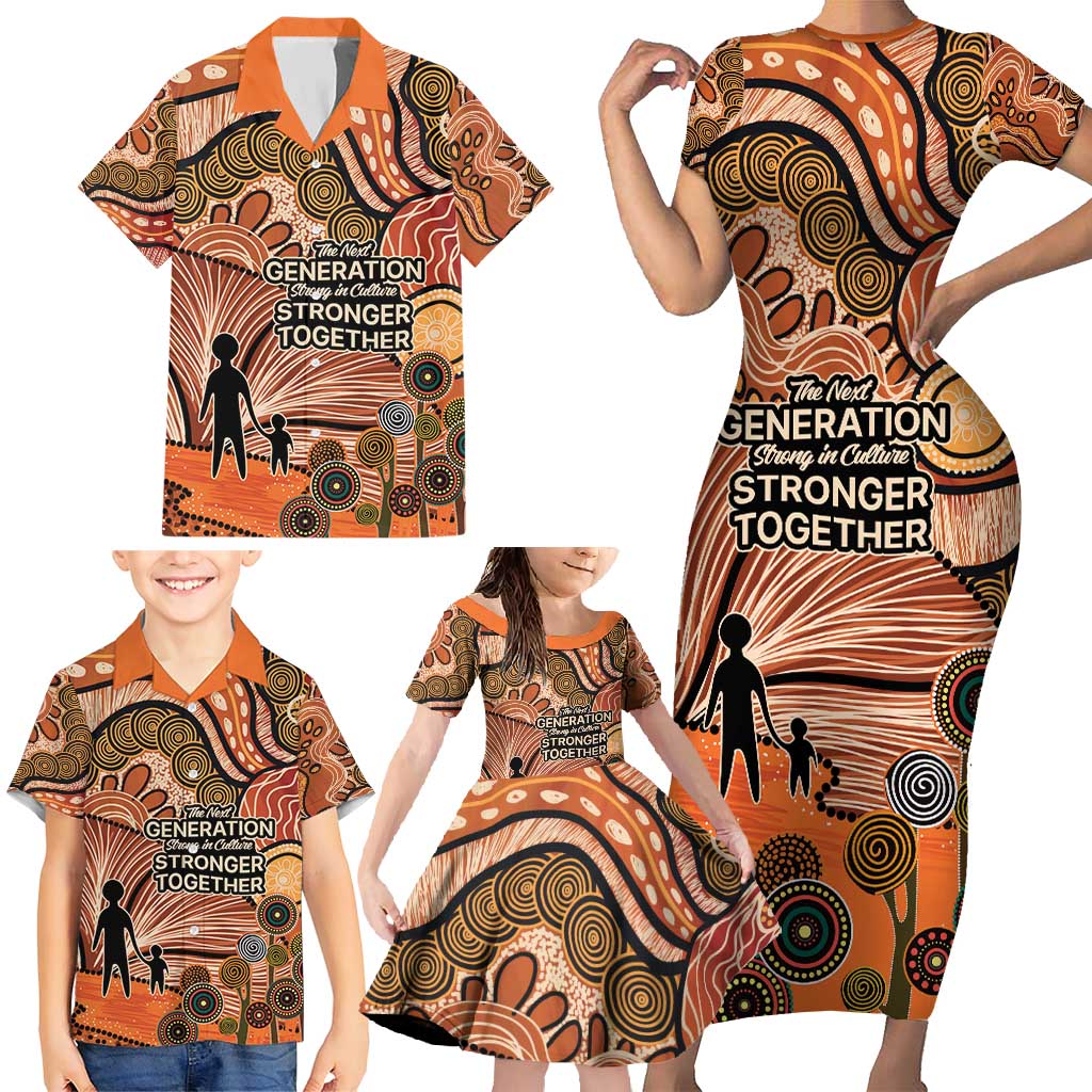 Aboriginal and Torres Strait Islander Children's Day Personalised Family Matching Short Sleeve Bodycon Dress and Hawaiian Shirt The Next Generation Strong in Culture