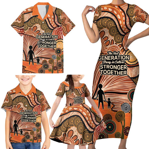 Aboriginal and Torres Strait Islander Children's Day Personalised Family Matching Short Sleeve Bodycon Dress and Hawaiian Shirt The Next Generation Strong in Culture