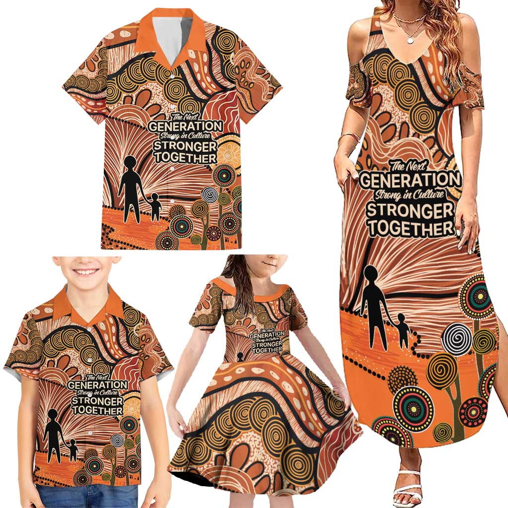 Aboriginal and Torres Strait Islander Children's Day Personalised Family Matching Summer Maxi Dress and Hawaiian Shirt The Next Generation Strong in Culture