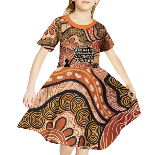 Aboriginal and Torres Strait Islander Children's Day Personalised Kid Short Sleeve Dress The Next Generation Strong in Culture