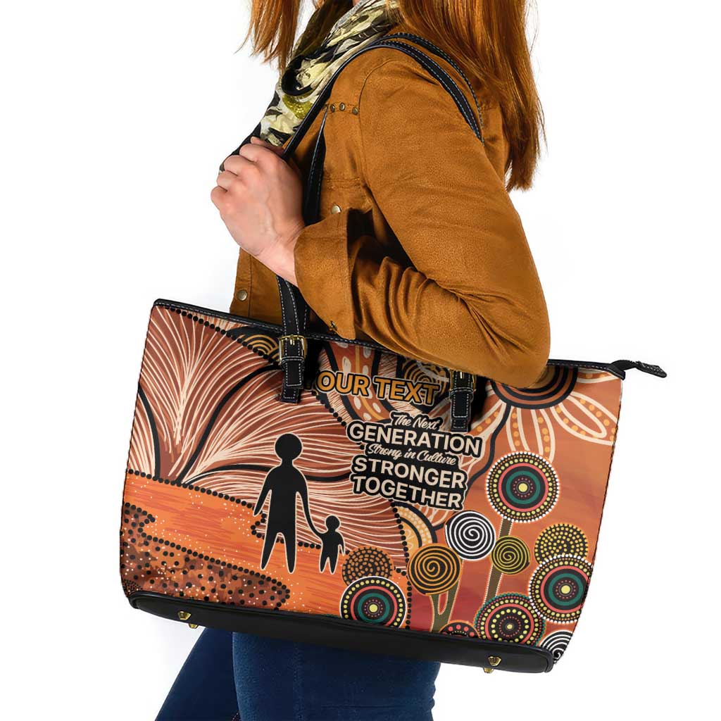 Aboriginal and Torres Strait Islander Children's Day Personalised Leather Tote Bag The Next Generation Strong in Culture