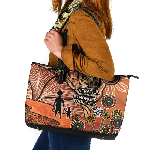 Aboriginal and Torres Strait Islander Children's Day Personalised Leather Tote Bag The Next Generation Strong in Culture