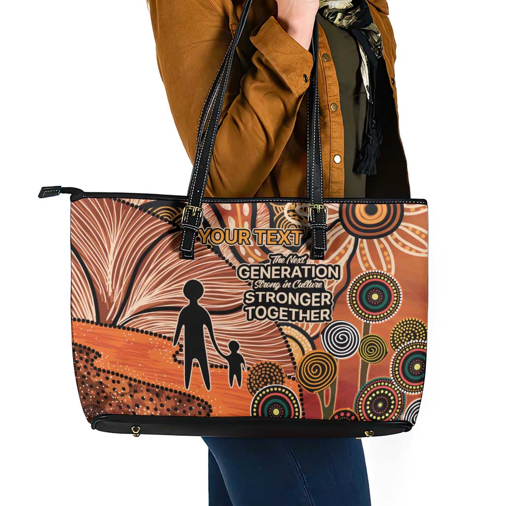 Aboriginal and Torres Strait Islander Children's Day Personalised Leather Tote Bag The Next Generation Strong in Culture
