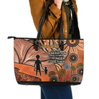 Aboriginal and Torres Strait Islander Children's Day Personalised Leather Tote Bag The Next Generation Strong in Culture