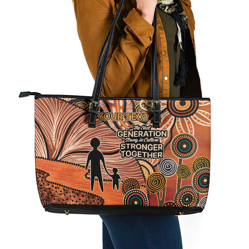 Aboriginal and Torres Strait Islander Children's Day Personalised Leather Tote Bag The Next Generation Strong in Culture