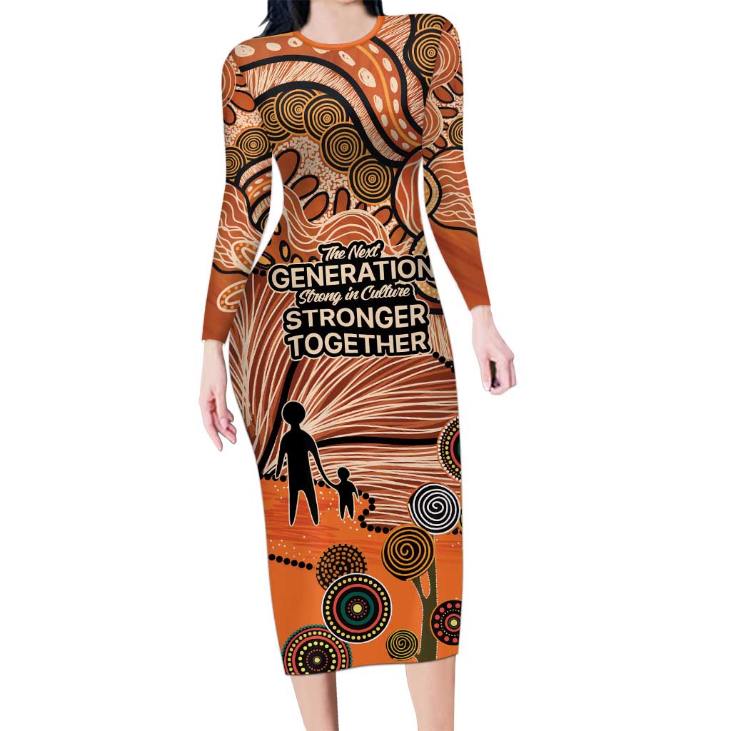 Aboriginal and Torres Strait Islander Children's Day Personalised Long Sleeve Bodycon Dress The Next Generation Strong in Culture