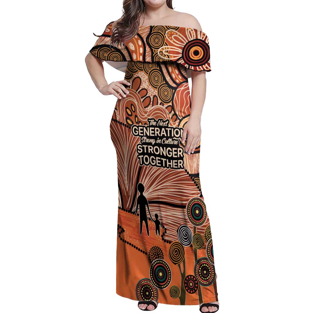Aboriginal and Torres Strait Islander Children's Day Personalised Off Shoulder Maxi Dress The Next Generation Strong in Culture