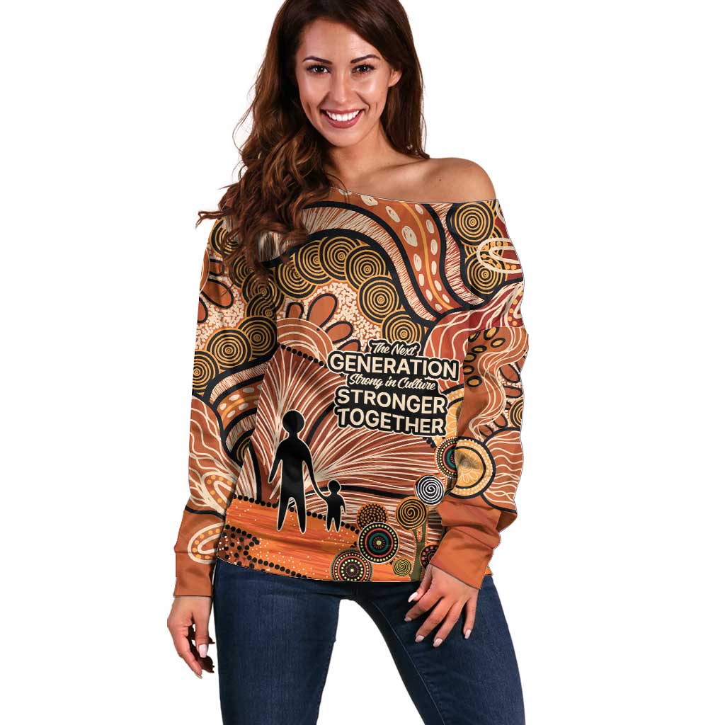Aboriginal and Torres Strait Islander Children's Day Personalised Off Shoulder Sweater The Next Generation Strong in Culture