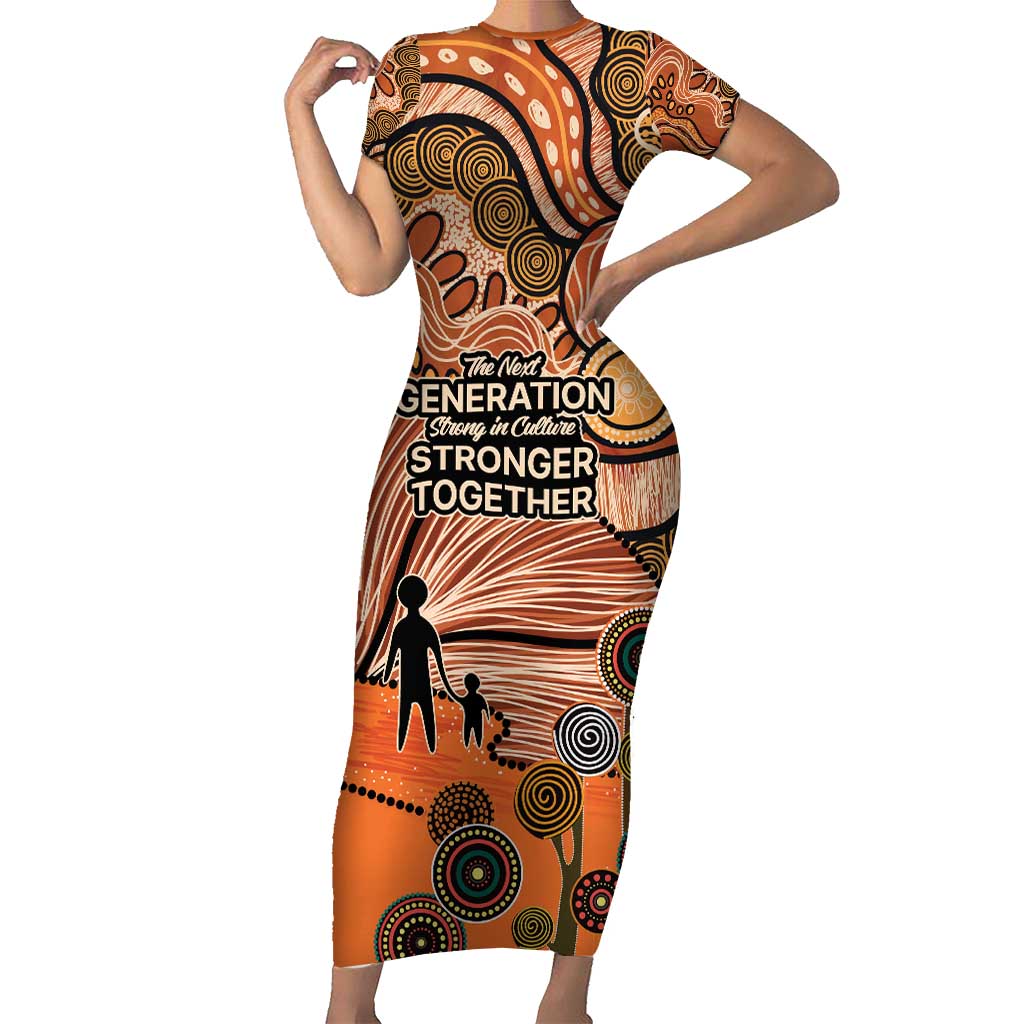 Aboriginal and Torres Strait Islander Children's Day Personalised Short Sleeve Bodycon Dress The Next Generation Strong in Culture