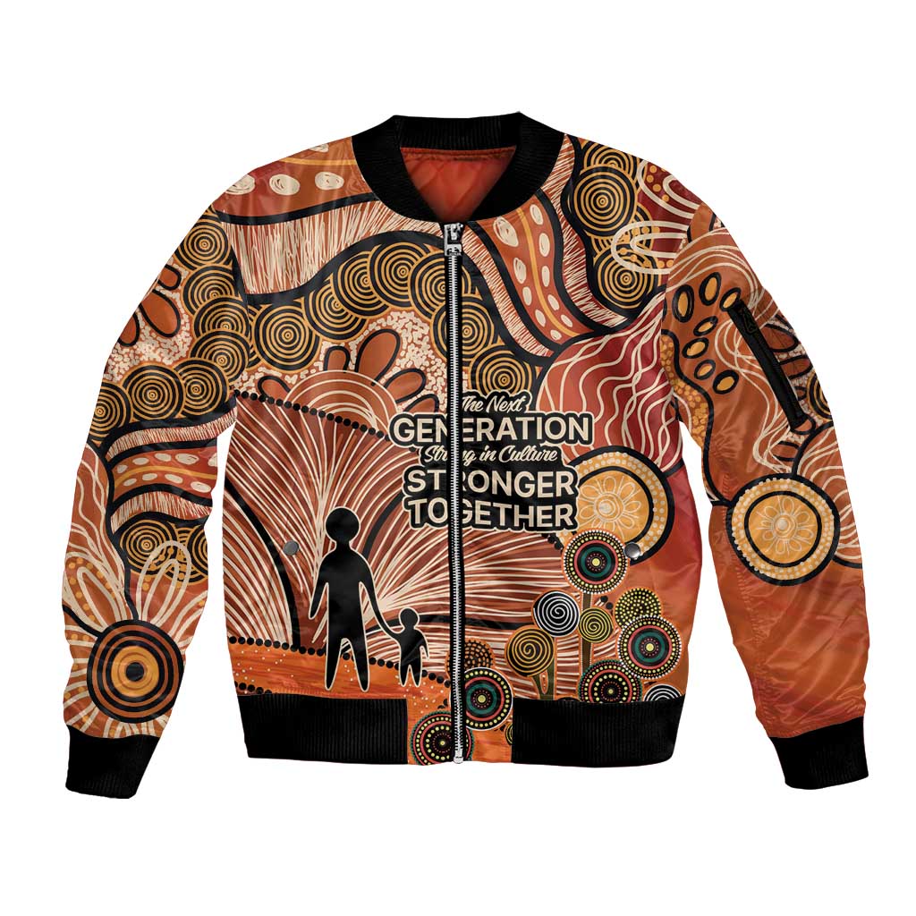 Aboriginal and Torres Strait Islander Children's Day Personalised Sleeve Zip Bomber Jacket The Next Generation Strong in Culture
