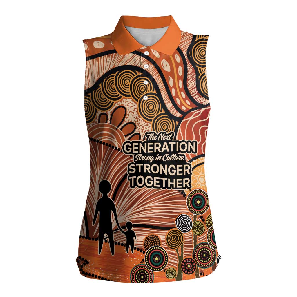 Aboriginal and Torres Strait Islander Children's Day Personalised Women Sleeveless Polo Shirt The Next Generation Strong in Culture