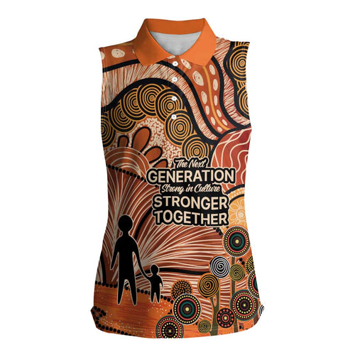 Aboriginal and Torres Strait Islander Children's Day Personalised Women Sleeveless Polo Shirt The Next Generation Strong in Culture