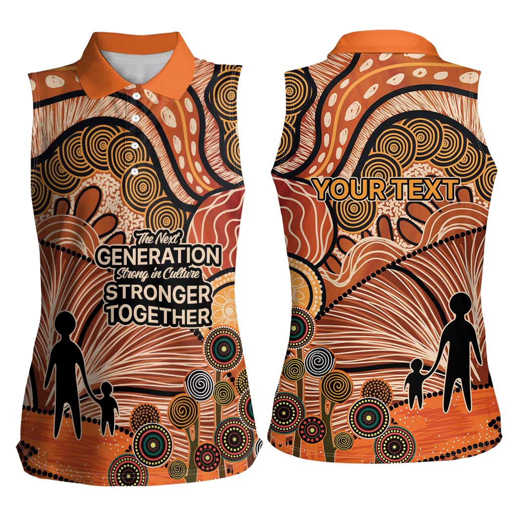 Aboriginal and Torres Strait Islander Children's Day Personalised Women Sleeveless Polo Shirt The Next Generation Strong in Culture