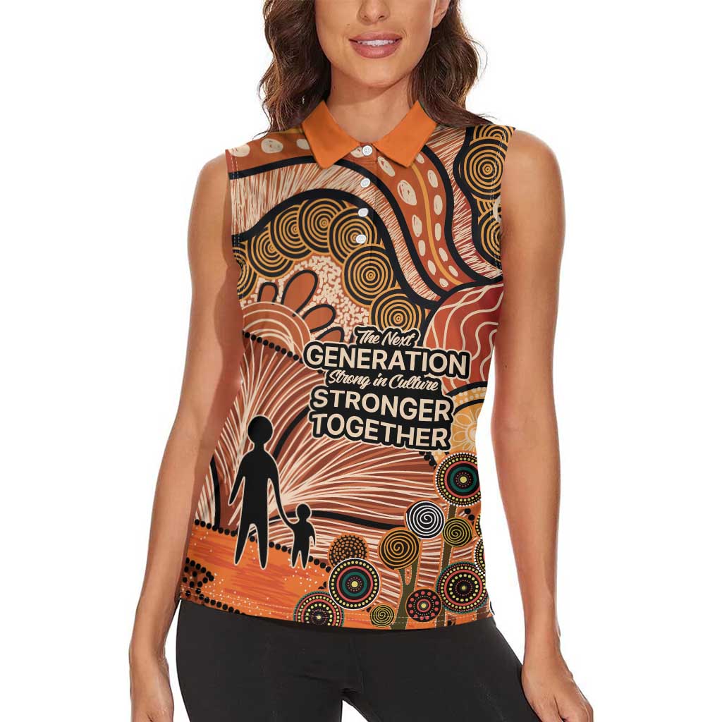 Aboriginal and Torres Strait Islander Children's Day Personalised Women Sleeveless Polo Shirt The Next Generation Strong in Culture