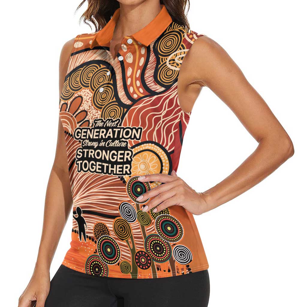 Aboriginal and Torres Strait Islander Children's Day Personalised Women Sleeveless Polo Shirt The Next Generation Strong in Culture