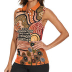 Aboriginal and Torres Strait Islander Children's Day Personalised Women Sleeveless Polo Shirt The Next Generation Strong in Culture