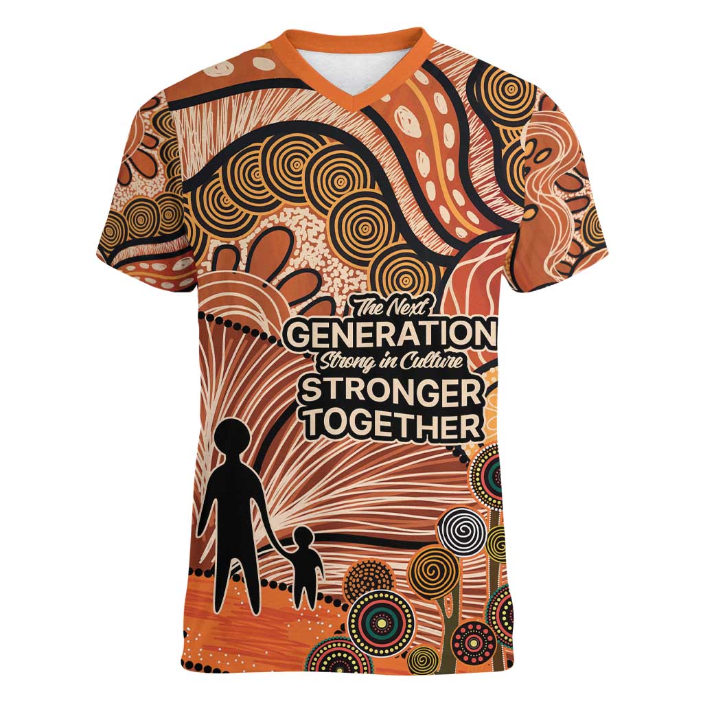 Aboriginal and Torres Strait Islander Children's Day Personalised Women V-Neck T-Shirt The Next Generation Strong in Culture