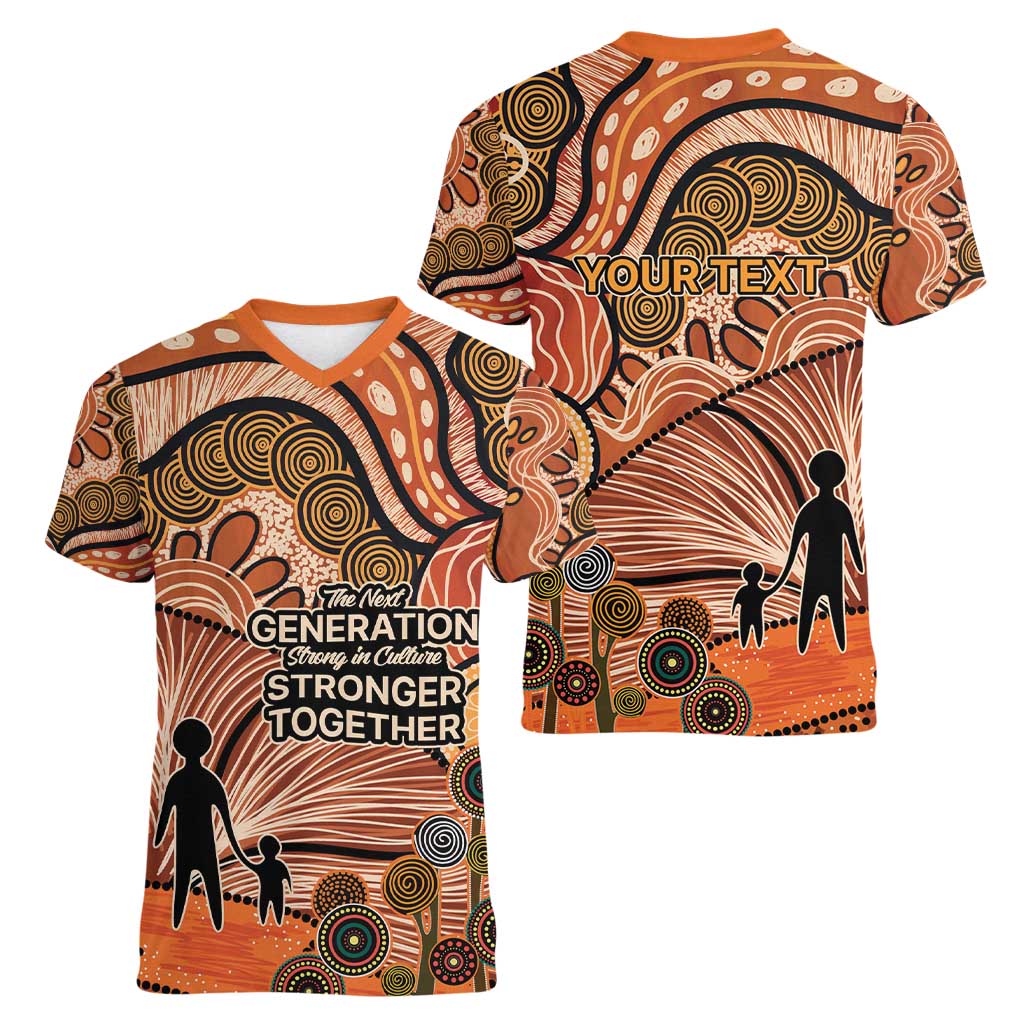 Aboriginal and Torres Strait Islander Children's Day Personalised Women V-Neck T-Shirt The Next Generation Strong in Culture