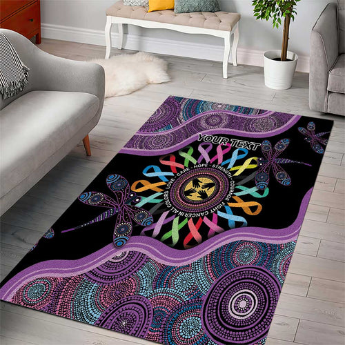 Inspirational Fight Cancers In All Color Personalised Area Rug Dragonfly Aboriginal Art