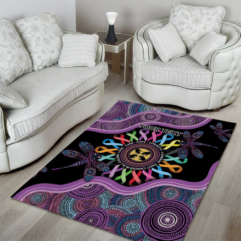 Inspirational Fight Cancers In All Color Personalised Area Rug Dragonfly Aboriginal Art