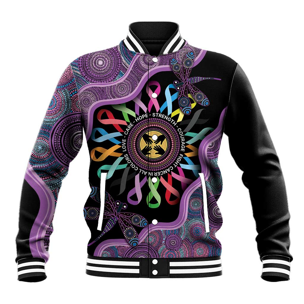 Inspirational Fight Cancers In All Color Personalised Baseball Jacket Dragonfly Aboriginal Art