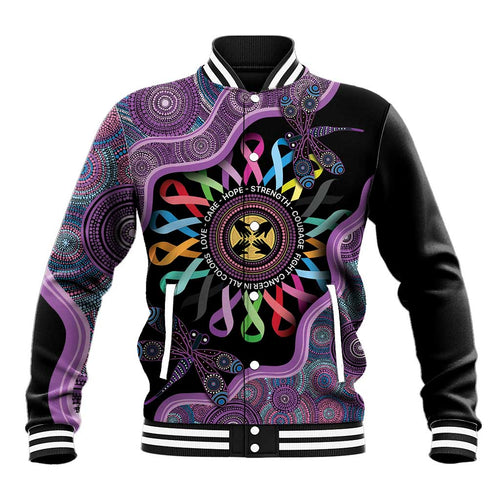 Inspirational Fight Cancers In All Color Personalised Baseball Jacket Dragonfly Aboriginal Art
