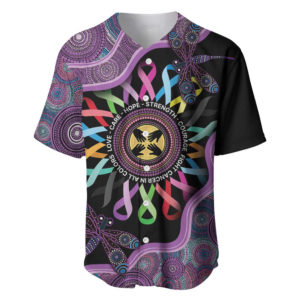 Inspirational Fight Cancers In All Color Personalised Baseball Jersey Dragonfly Aboriginal Art