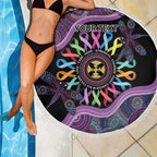 Inspirational Fight Cancers In All Color Personalised Beach Blanket Dragonfly Aboriginal Art
