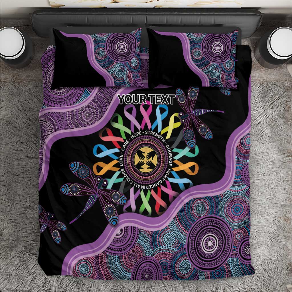Inspirational Fight Cancers In All Color Personalised Bedding Set Dragonfly Aboriginal Art