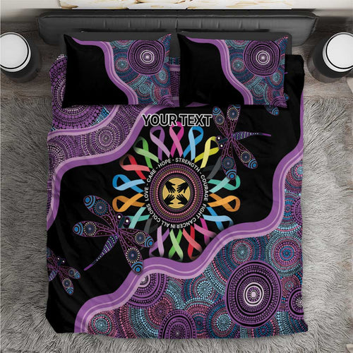 Inspirational Fight Cancers In All Color Personalised Bedding Set Dragonfly Aboriginal Art
