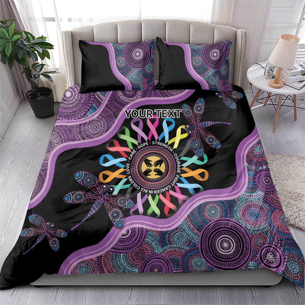 Inspirational Fight Cancers In All Color Personalised Bedding Set Dragonfly Aboriginal Art