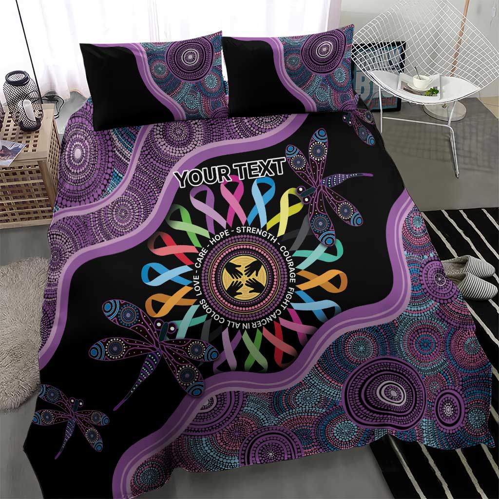 Inspirational Fight Cancers In All Color Personalised Bedding Set Dragonfly Aboriginal Art
