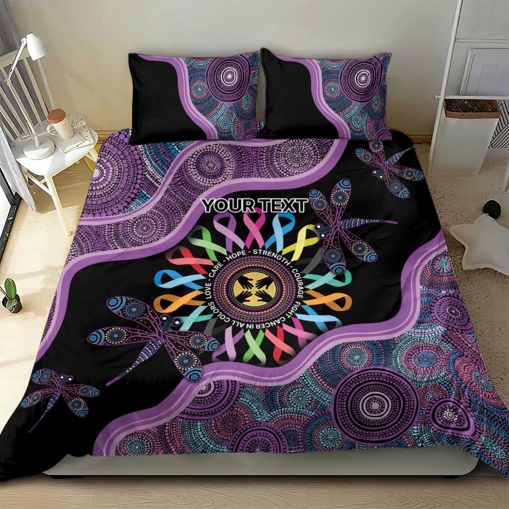 Inspirational Fight Cancers In All Color Personalised Bedding Set Dragonfly Aboriginal Art