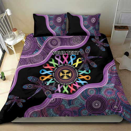 Inspirational Fight Cancers In All Color Personalised Bedding Set Dragonfly Aboriginal Art