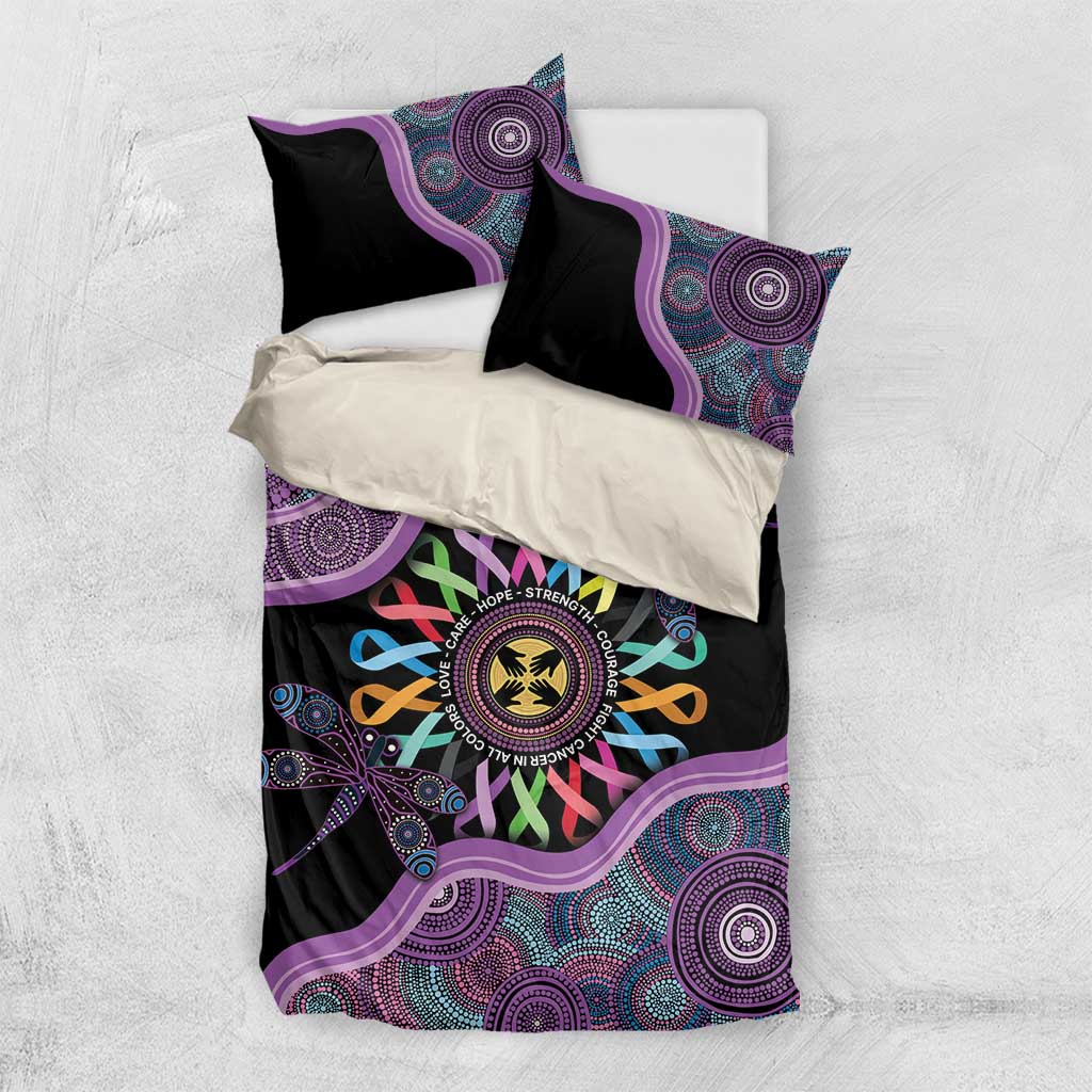 Inspirational Fight Cancers In All Color Personalised Bedding Set Dragonfly Aboriginal Art